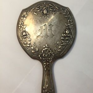 Antique Sterling Silver Hand Mirror - Monogrammed